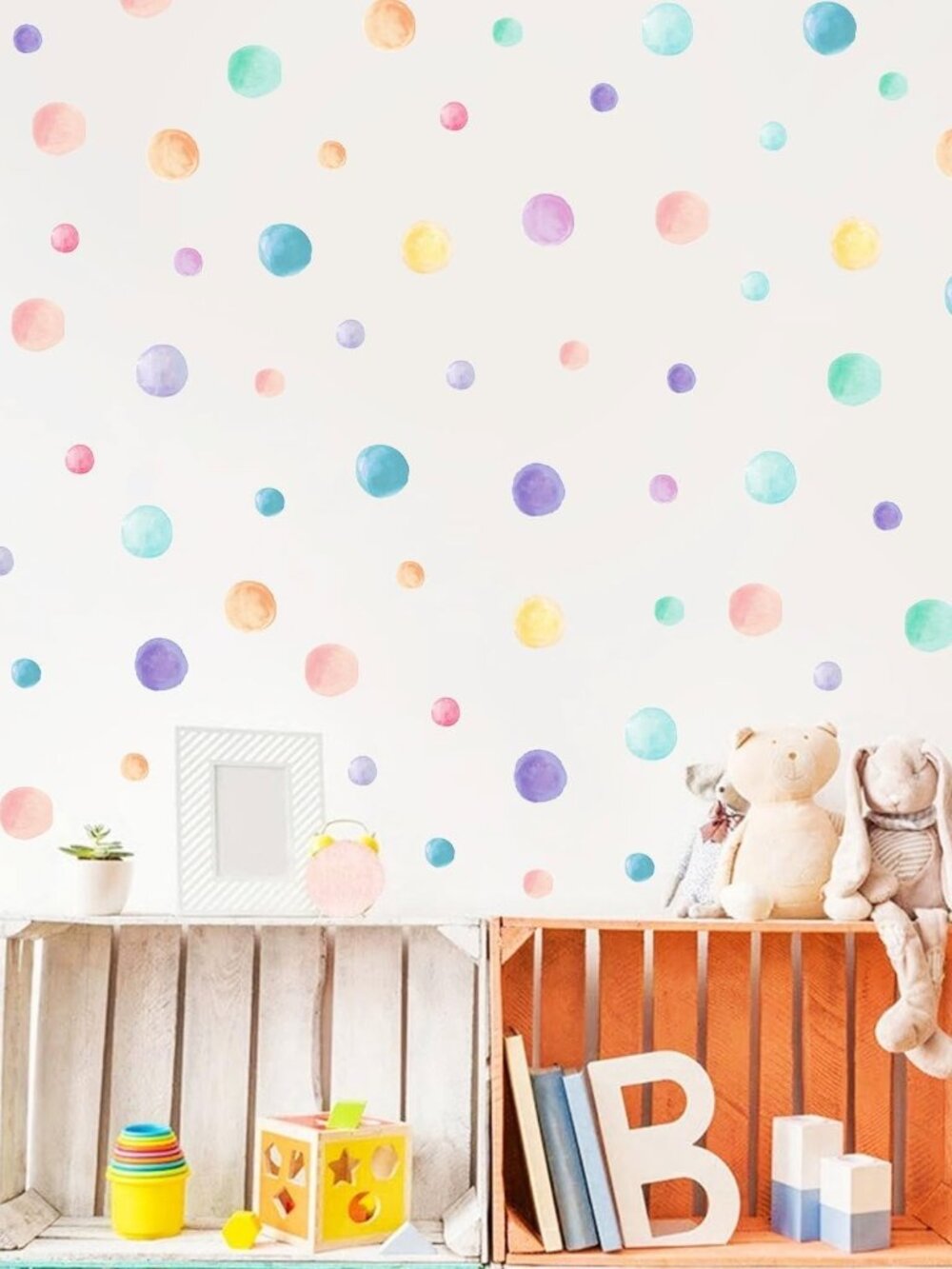 153 Pcs Watercolor Polka Dot Wall Decals Peel & Stick Vinyl Dots Stickers for Be